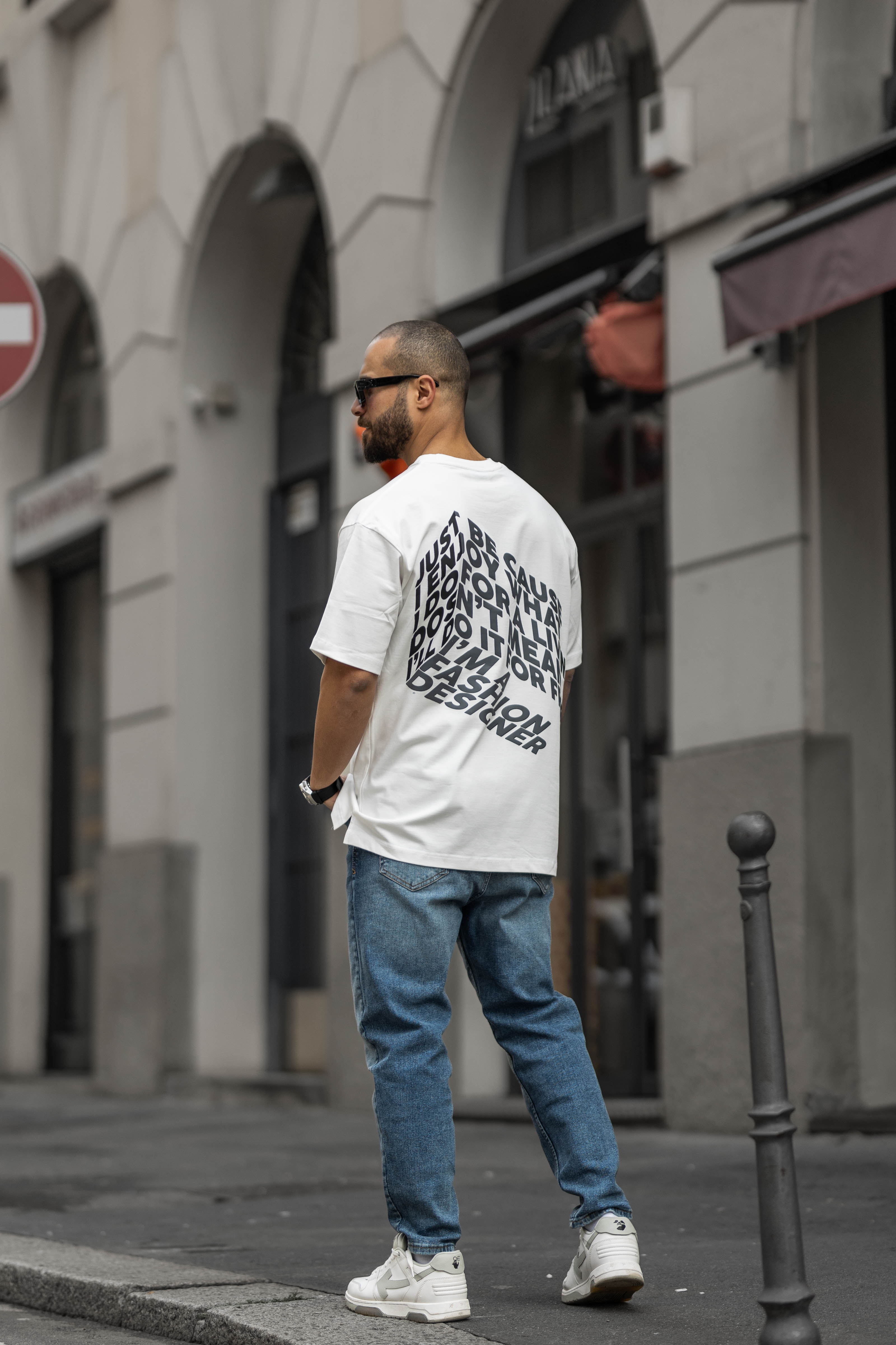 Relaxed Fit T-shirt With Print of Center